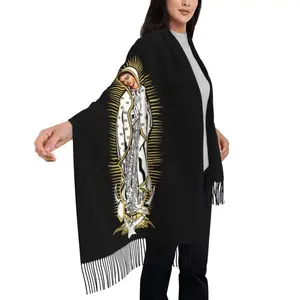 Our Lady of Guadalupe shawls and wraps for women — rose gifts; soft, large, warm blanket scarf