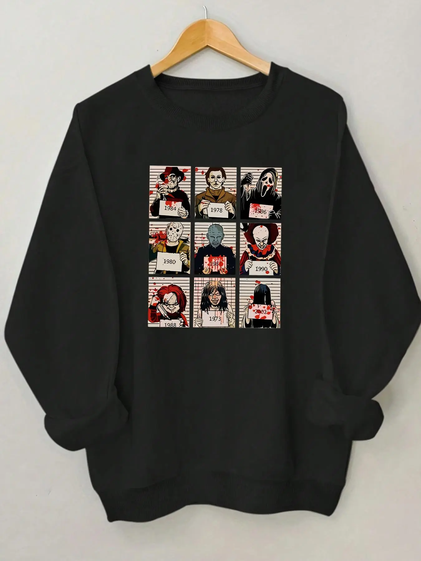 Women's Figure Print Drop Shoulder Sweatshirt, Sweatshirts for Women, Casual Long Sleeve Round Neck Pullover for Daily Wear, Ladies Fall Clothes, Black Girl Outfits, Casual Comfy Pullover