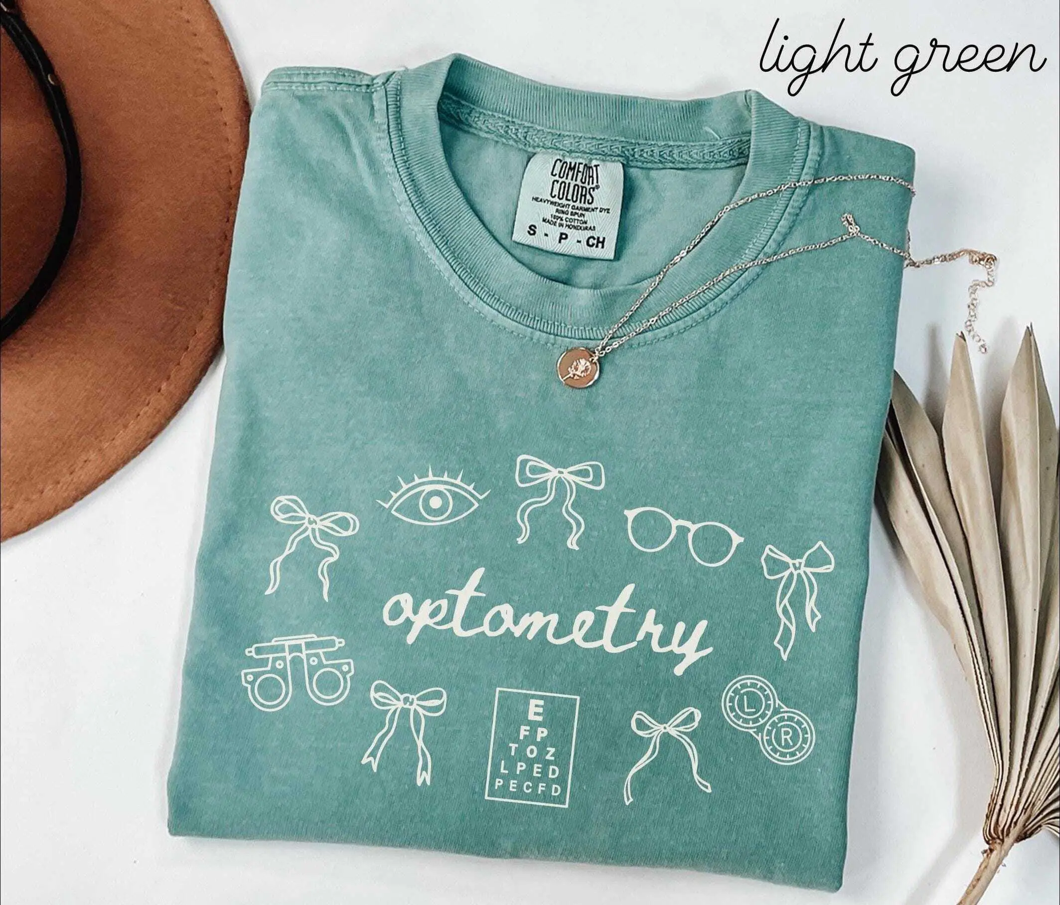 Optometry Comfort Colors Shirt Coquette Bow Optometrist Work Tshirt for Women Cotton Summer Top Fit Medium