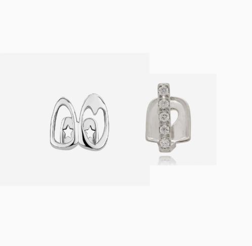 Double Tooth Hollow Heart Grillz - Smooth Gold Finish Dental Accessory, Hip-Hop Street Style Piece for Daily Outfits, Wear for Parties to Command Attention, Enhance Look Fashion Costume Jewelry, Double Tooth Grillz