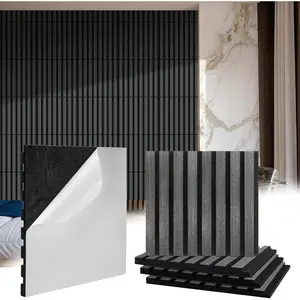 8 count   Wall Panels Peel and Stick Self Adhesive  Slat Acoustic Textured Panel for Interior Wall Paneling Decor and Ceilings Soundproof  Fluted 11.8" x 12.6"(Dark Grey)