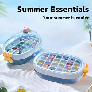 Ice Cube Tray with Lid and Bin, Ice Cube Mold, Ice Cube Trays for Freezer with trays-Container-Lid- BPA Free, Cute Ice Cube Mold