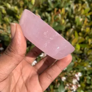 Natural Rose Quartz Crystal Bowl