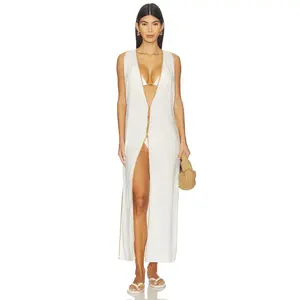 Vix Swimwear Iva Long Cover Up in Off White