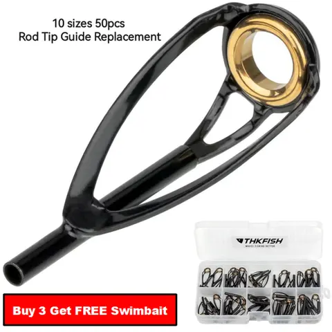 Ceramic Fishing Rod Tip Guide Replacement Kit - 10 Sizes, 50Pcs, Anti-Tangling, Smooth Flow Ceramic Guides, No Fraying, Smooth Lines, Wind Knots Fix, Easy DIY for Spinning & Casting Rods (Suitable for Most Models)