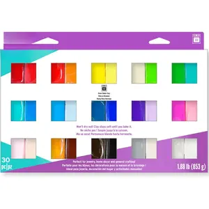 III 30 Vibrant Colors of Polymer Oven-Bake Clay, Non  1.88 lbs.,  for modeling, sculpting, holiday, DIY, mixed media and school projects.  for  skill levels.