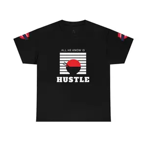Mens - All he Know Is Hustle Guranteed- Heavy Black Premium T-shirt