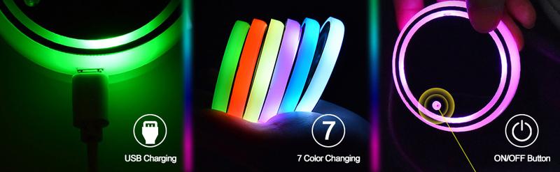 DIBMS LED Cup Holder Lights 2PCS - Rechargeable 7 Color-Changing Light Up Cup Holder Insert Coasters for Car Accessories for Teens, Men & Women Decoration Ambient, led lights car