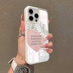 Magnetic Stylish Case for iPhone 17 16 E Pro Max 15 Plus 14 13 12 11 XS XR, God's Heart Quote Collage Aesthetic | Shockproof, Silicone, Lightweight, Girly, and Scratch Resistant Protection