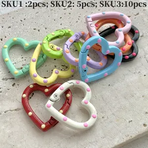 Colorful Dual-Sided Spring Clip Keychain, Bag Accessory Keychain, Perfect for DIY Jewelry Making, Keychains, Bag Accessories, Bright Color Alloy Parts, Stylish Keychain, Fashionable Alloy Keychain