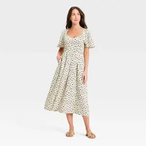 Women's Flutter Sleeve Belted Midi Dress - A New Day