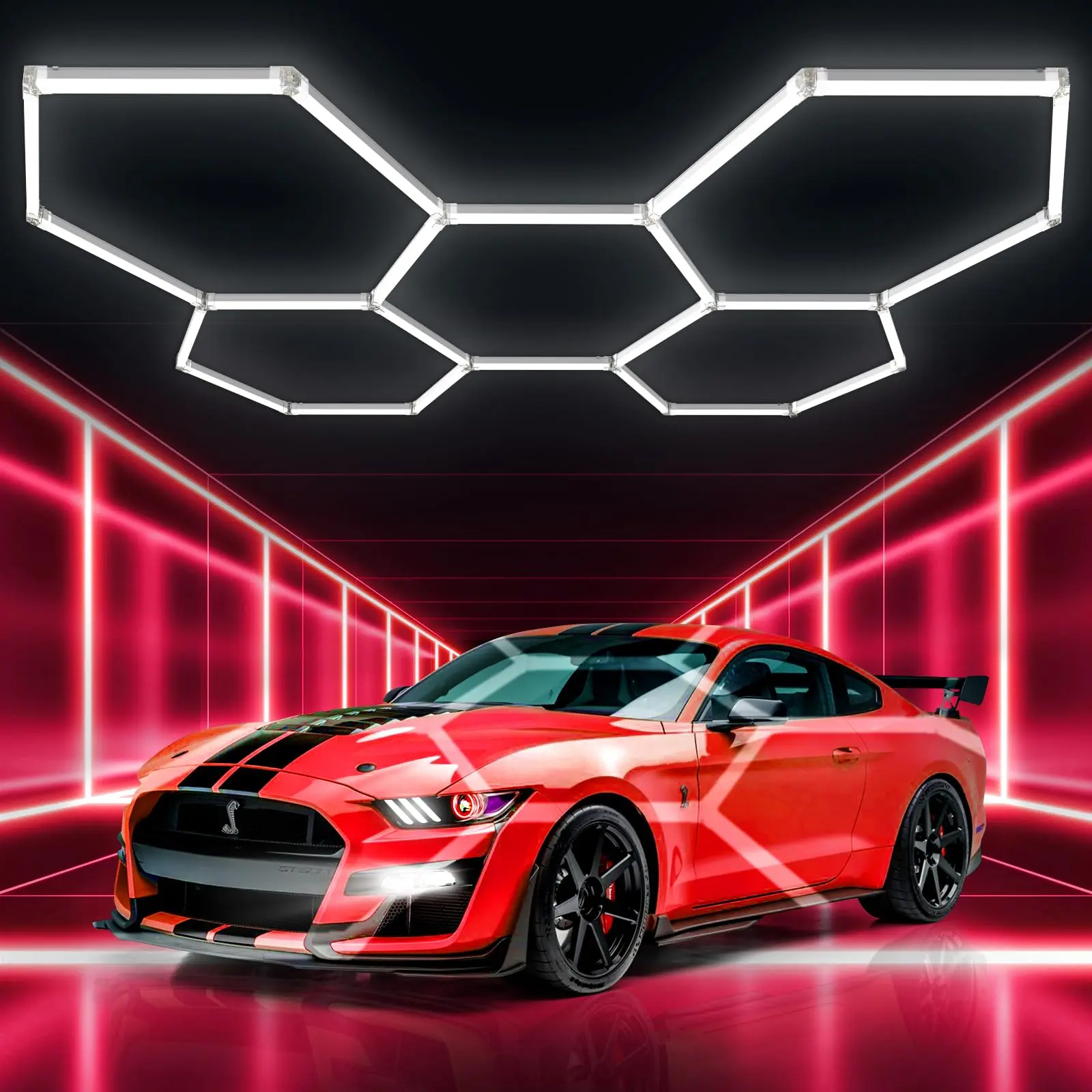 【Limited Time Only】Hexagonal Garage Light, Easy Installation with 1, 3, 5 Socket Options - Perfect for Your Garage or Workshop
