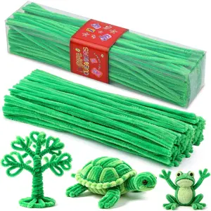 Pipe Cleaners, 200 count Pipe Cleaners Chenille Stem, Pipe Cleaners Craft Set, Solid Color Chenille Stems with Eyes for DIY Arts Crafts, Bouquet Festivals, Decoration Art Supplies (Green)
