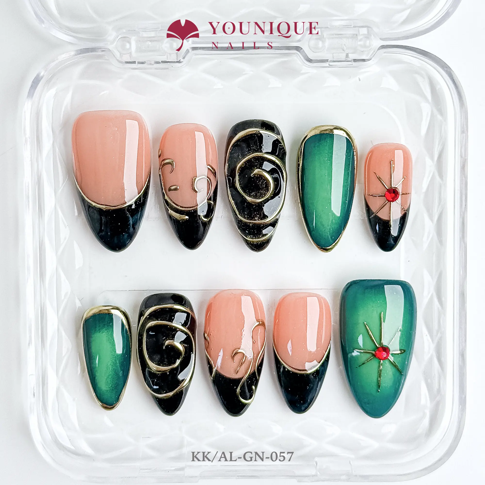 Younique Nails | 10PCS 100% Handmade Press-On Nails | Reusable Colorful Art acrylic stylish 3D