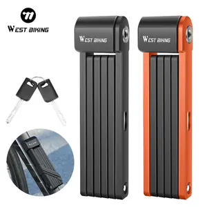WEST BIKING Antitheft Portable Steel Bicycle Folding Lock Sturdy Durable Outdoor Cycling Accessories Cycling Lock With Keys Waterproof Security Bike Lock Bike Padlock