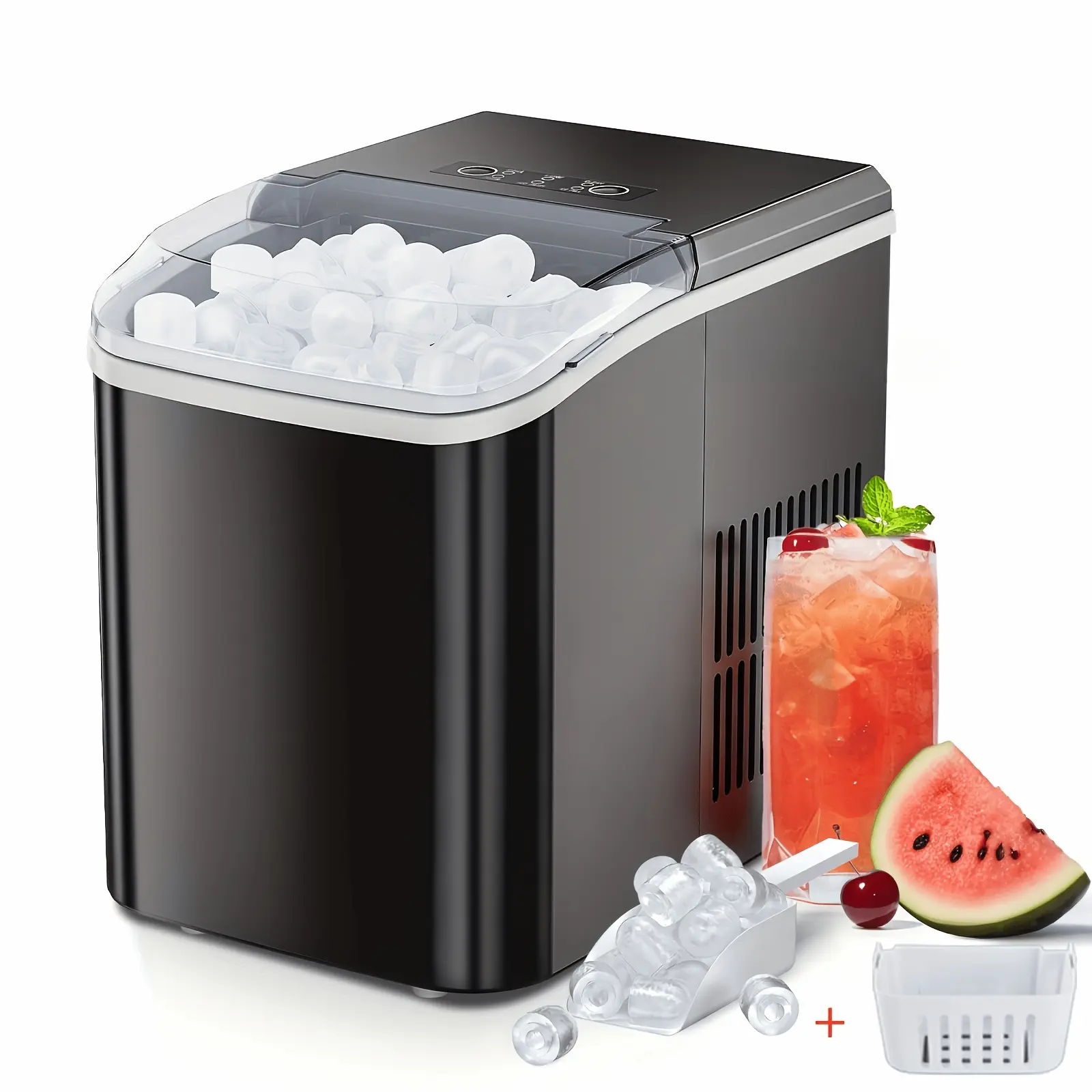 Ice Maker Machine - Produces 9 Bullet Ice Cubes In 6 Minutes Ice Machine, 26.5 Pounds Of Ice In 24 Hours Ice Maker Machine for Counter Top, Small Portable Self-cleaning Ice Maker Suitable for Homes, Kitchens, RVs, And Parties