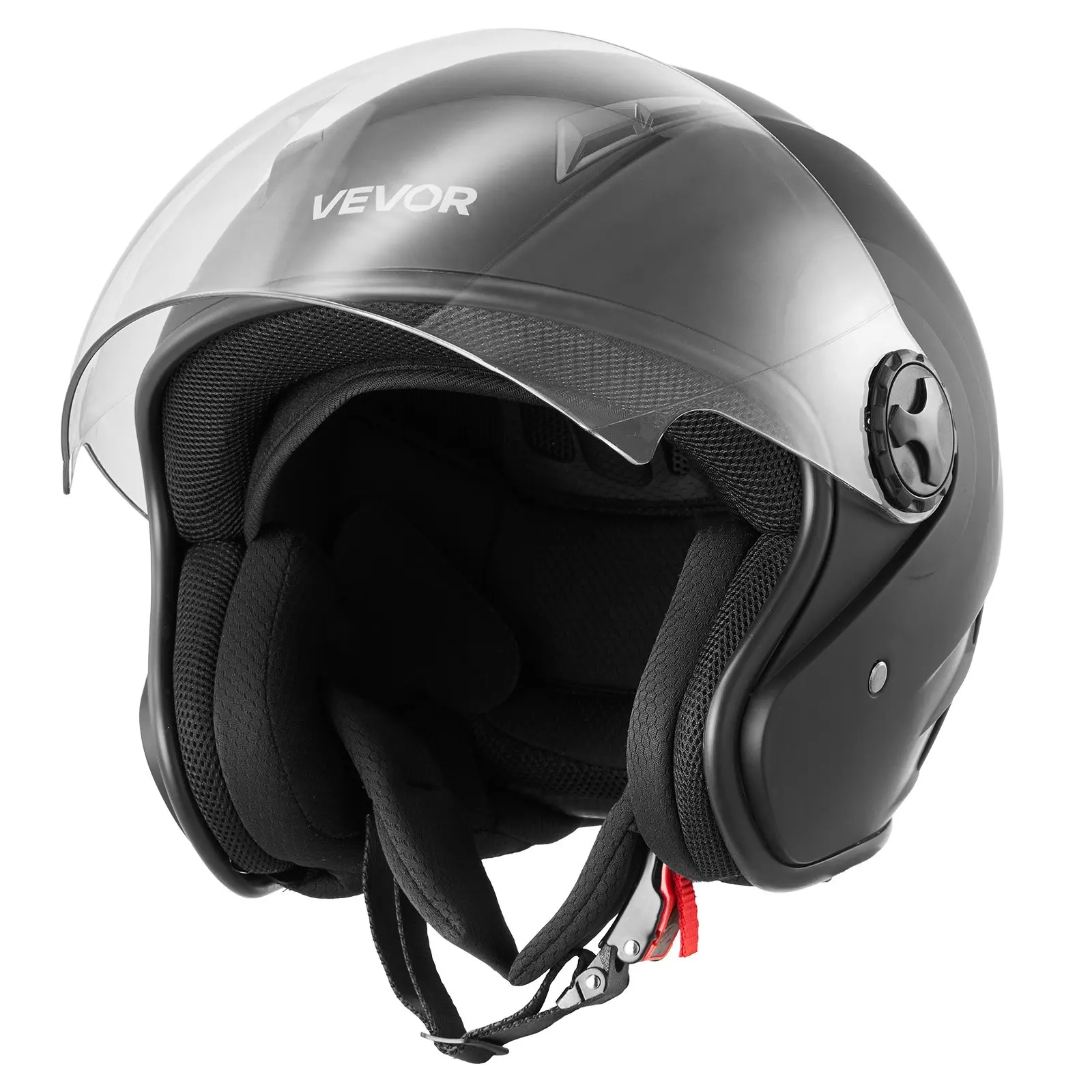 【Summerfinds】VEVOR  Motorcycle Helmet, 3/4 Open Face, Adult Motocross Dirt Bike Helmet with Clear Visor, Comfortable Motorbike Racing Street with Detachable Liner for Men & Women, DOT Approved, (Matte Black, M), Helmet Lens, Protective Gear