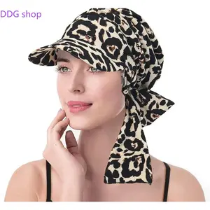 Boho Leopard Print Headscarf Cap, Floral Bandana Hat for Women, Cute Hair Cover Sun Hat for Beach Trips, Vacation, Festival & Y2K Streetwear Looks