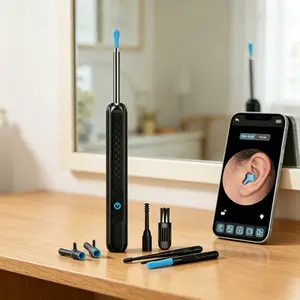 Wireless Ear Wax Removal Endoscope, Sleek Otoscope with 6 Leds & Camera, Type-C Charging, Silicone Ear Spoon for Safe Ear Cleaning
