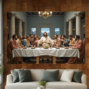 1 piece "The Last Supper" art backdrop banner - an exquisite polyester wall decoration, suitable for weddings, birthdays, anniversaries, Easter, and other special events, ideal for home and garden decoration all year round
