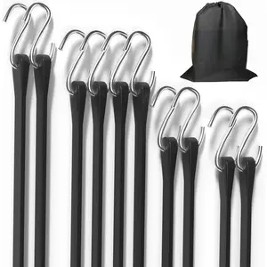 10Pack (10'', 15", 21", 31") Rubber Bungee Cords with S Hooks - Heavy Duty Black Bungee Straps, EPDM - Load 180 lbs, Outdoor Tie Downs, Securing Tarps & Canvases & Cargo in Cold Hot Climates