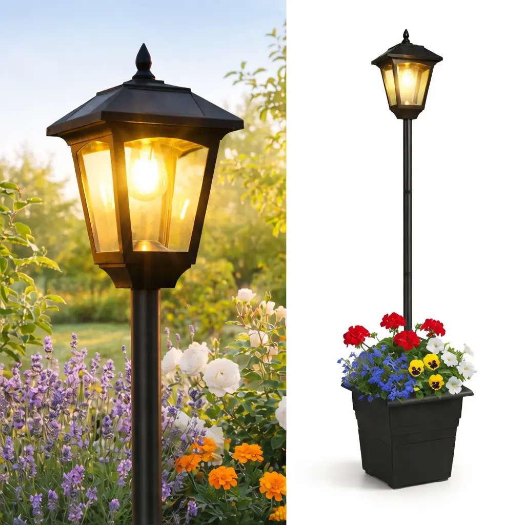 72" Solar Lamp Post with 15L Planter, Waterproof Outdoor Solar Light for Backyard, Garden & Patio, Solar Post Light for Pathway, Driveway, Yard & Front Yard Decoration, #Summervibes