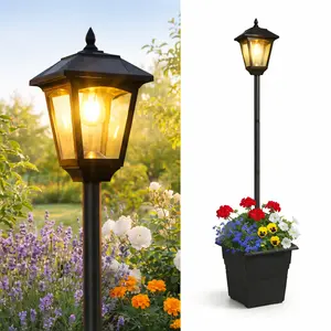 72" Solar Lamp Post with 15L Planter, Waterproof Outdoor Solar Light for Backyard, Garden & Patio, Solar Post Light for Pathway, Driveway, Yard & Front Yard Decoration