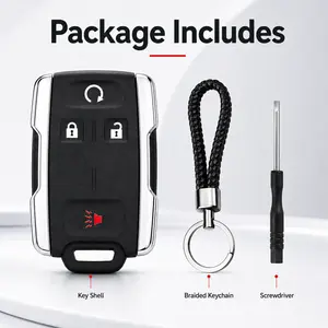 Key Fob Shell Case Replacement for Chevy Silverado Colorado GMC Canyon Sierra 2014-2023, 4 Button Keyless Entry Remote Control Cover, Fits M3N-32337100 M3N-32337200 22881480, Shell Only