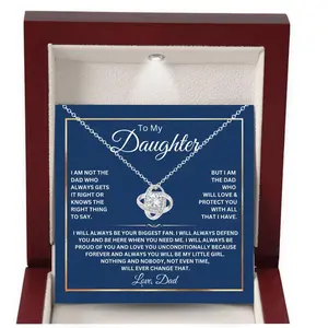 To My Daughter Necklace From Dad With Heartfelt Message and LED Box, Love Knot Necklace, Gift for Birthday, Christmas, Graduation, Gift For Daughter Adult, Father Daughter Necklace, , Gifts For Grown Daughter, Father Daughter Gifts
