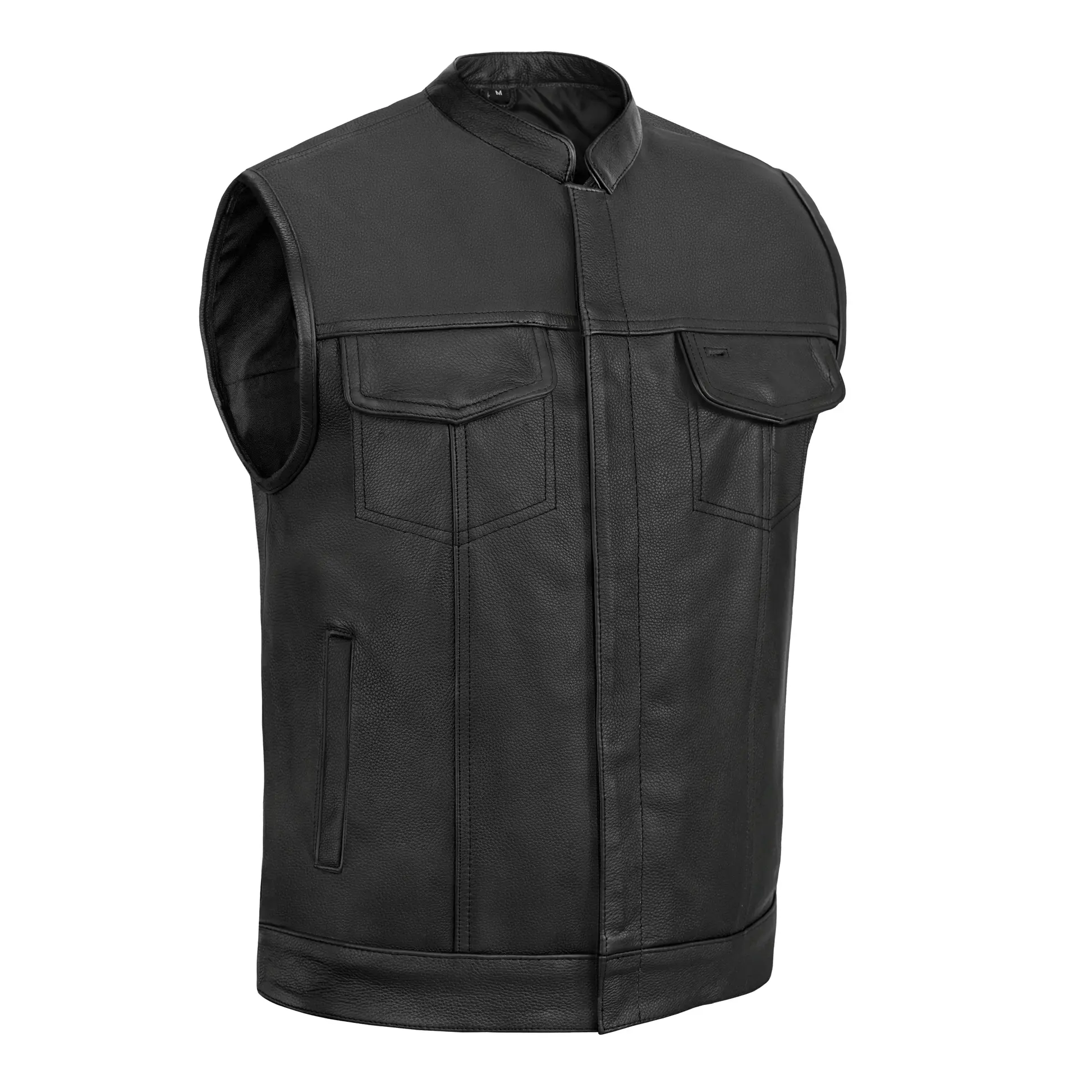 Highway Jack Men's Black Leather Motorcycle Vest