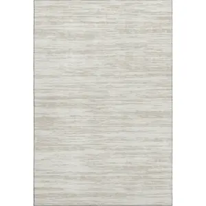 HomeRoots 675605 9x12 ft. Ivory & Beige Strip Area Rug, Transitional Machine-Washable Rectangle Rug with UV Protection, Machine-Washable Area Rugs, Strip Area Rugs
