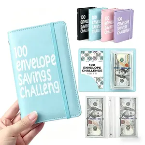2026 PU Leather 100 Envelope Savings Challenge Binder, Cash Budget Binder with 100 Envelopes & Stickers, Save $5,050 in 100 Days Budget Planner