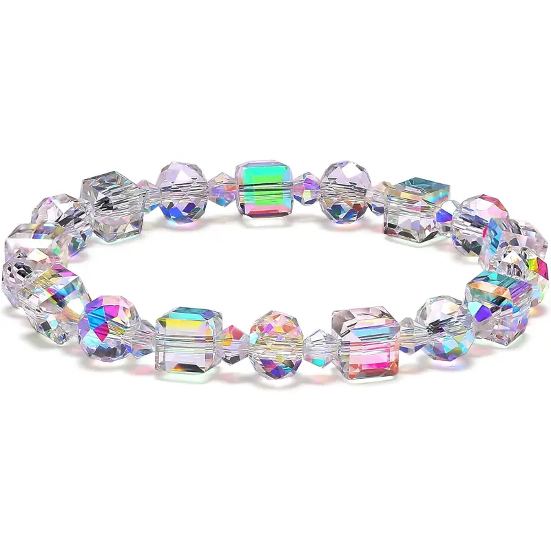 Aurora Borealis Crystal Bracelet for Women, High Quality Layered Design with Adjustable Stretch Fit and Rainbow Bling Effect, Adjustable Bracelets, High Quality Bracelet