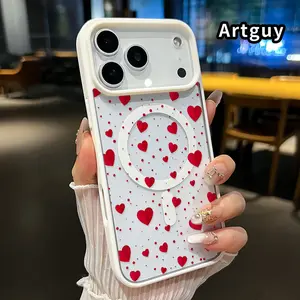 Valentine's Day Hearts in Flurry Pattern Phone Case for iPhone 17 Pro Max 16 15 Plus Air 14 13 12 11 E Electroplated Four-Corner Anti-Fall Protection Cellphone Cover