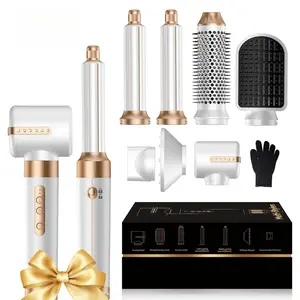 7-in-1 Hair Dryer Comb, Powerful Blow Dryer Comb with Air Curler, Blow Dryer Comb with Diffuser, Ionic Hot Air Comb for Quick Drying, Volumizing, Curling, Straightening, Hair Styling Tool, Voltage 100-120V