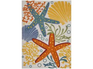 212 MAIN 7x10 ft. Polypropylene Stain-Resistant Multi-Color Contemporary Area Rug with Sea Motifs, Indoor/Outdoor Home Decor