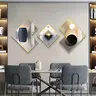 3pcs Large Geometric Statement Analog Wall Clock Set - Aluminium Light Luxury Metal Frame, Silent Movement, Ceramic Crystal-Clear Look, Easy Installation, Decorative House Decor for Living Room Office