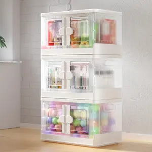 New Plastic Storage Bins with Drawers - Foldable Stackable Storage Bins with Lids - Closet Craft Organizers and Storage - 34QT/8.4Gal*3Pack Plastic Drawer Storage for Bedroom Study Toy Room Office Boxes