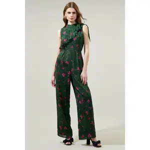 Juniper Floral Daring Demi Neck Tie Jumpsuit