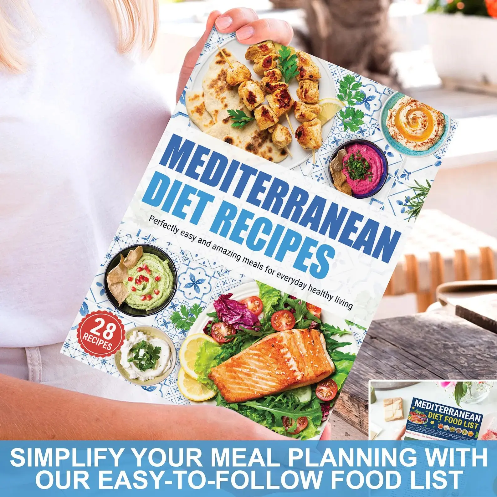 Mediterranean Diet Meal Plan Guide, Meal Planning, 3-Count Sticque Recipes, Easy Chart, Brochure Cookbook for Healthy Living, Nutrition & Wellness
