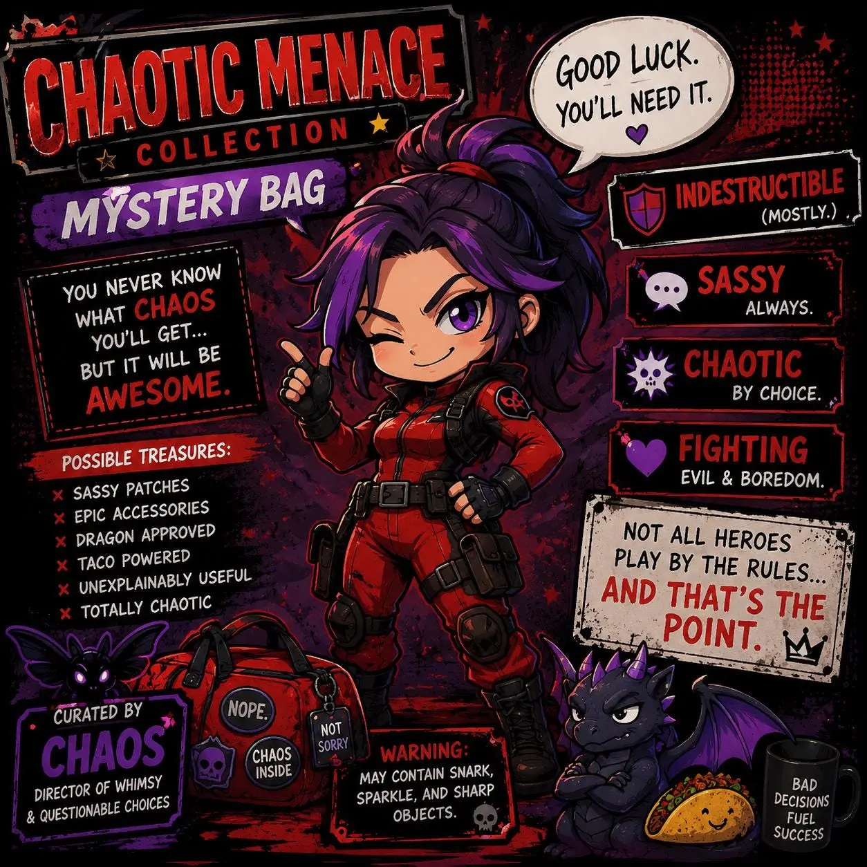 Chaotic Menace Collection | Mystery Bag for Professional Troublemakers | Sassy, Unpredictable & Heroically Unsupervised