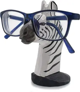 VIPbuy Handmade Wood Carving Eyeglasses Spectacle Holder Stand Sunglasses Display Rack Home Office Desk Décor Gift (Zebra)