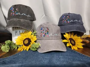 Floral Mama Hat - Embroidered Mom Hat - Ponytail Hat - Cute Mom Life Hat - Mother's Day Gift - Vintage Baseball Cap - Unstructured Hat