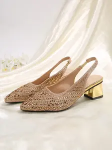 Women's Pointed Toe Chunky Heel Slip-On Shoes, Elegant Comfortable Design for Daily Wear & Special Occasions, Party Footwear, Daily Fashion Footwear