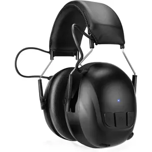 Bluetooth 6.0 Hearing Protection with 120H Working Time, 30dB Safety Earmuffs, Rechargeable Ear Protection Headphones with Mic for Mowing, Workshops, Construction, Snowblowing, Black