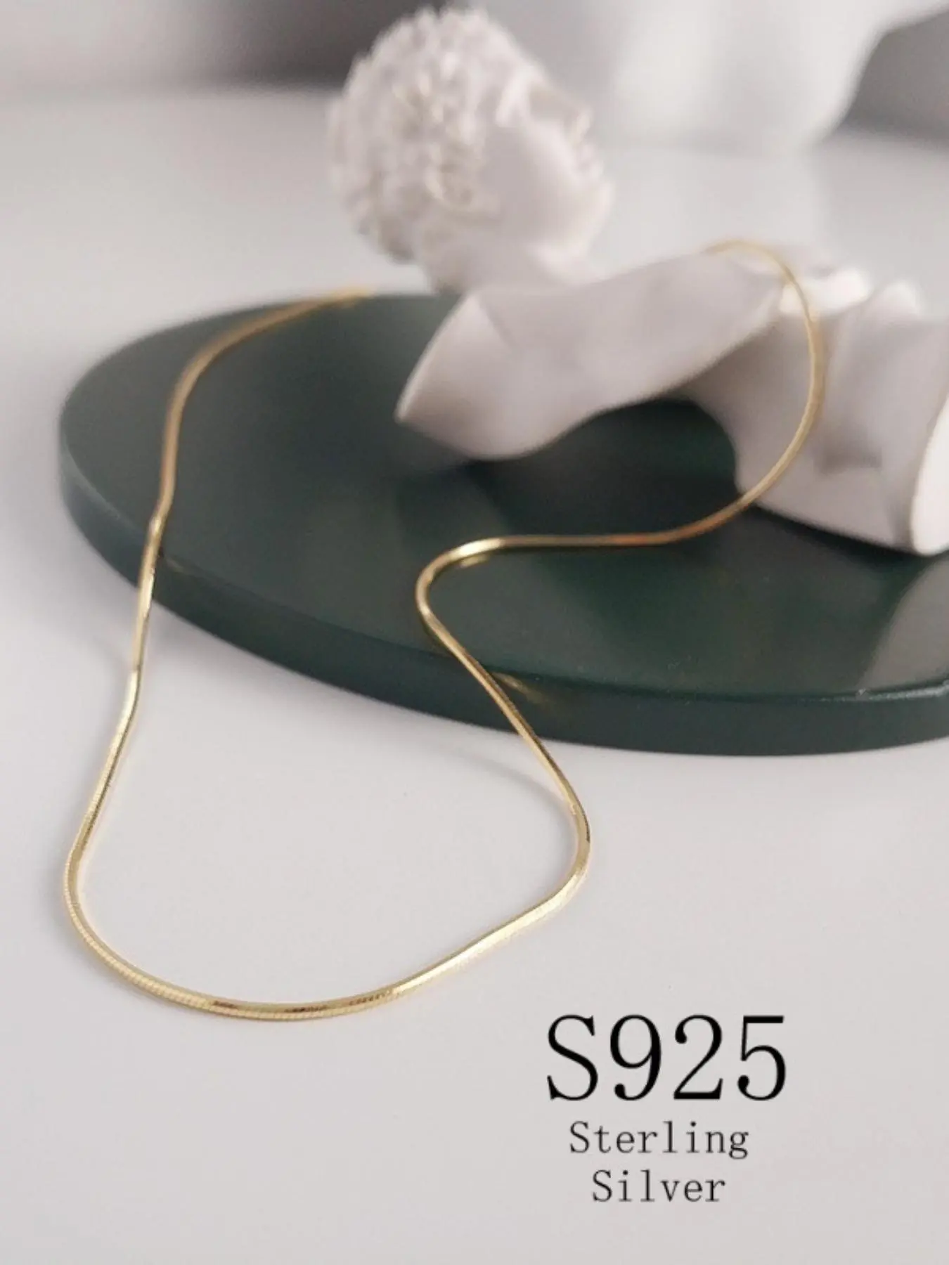 925 Sterling Silver Simple Plain Necklace, Minimalist Chain Necklace, Fashionable Jewelry Accessories for Women & Girls, Elegant All-match Fashion Accessories for Daily Wear