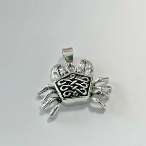 Sterling Silver 925 Crab Moving Pendant Charm