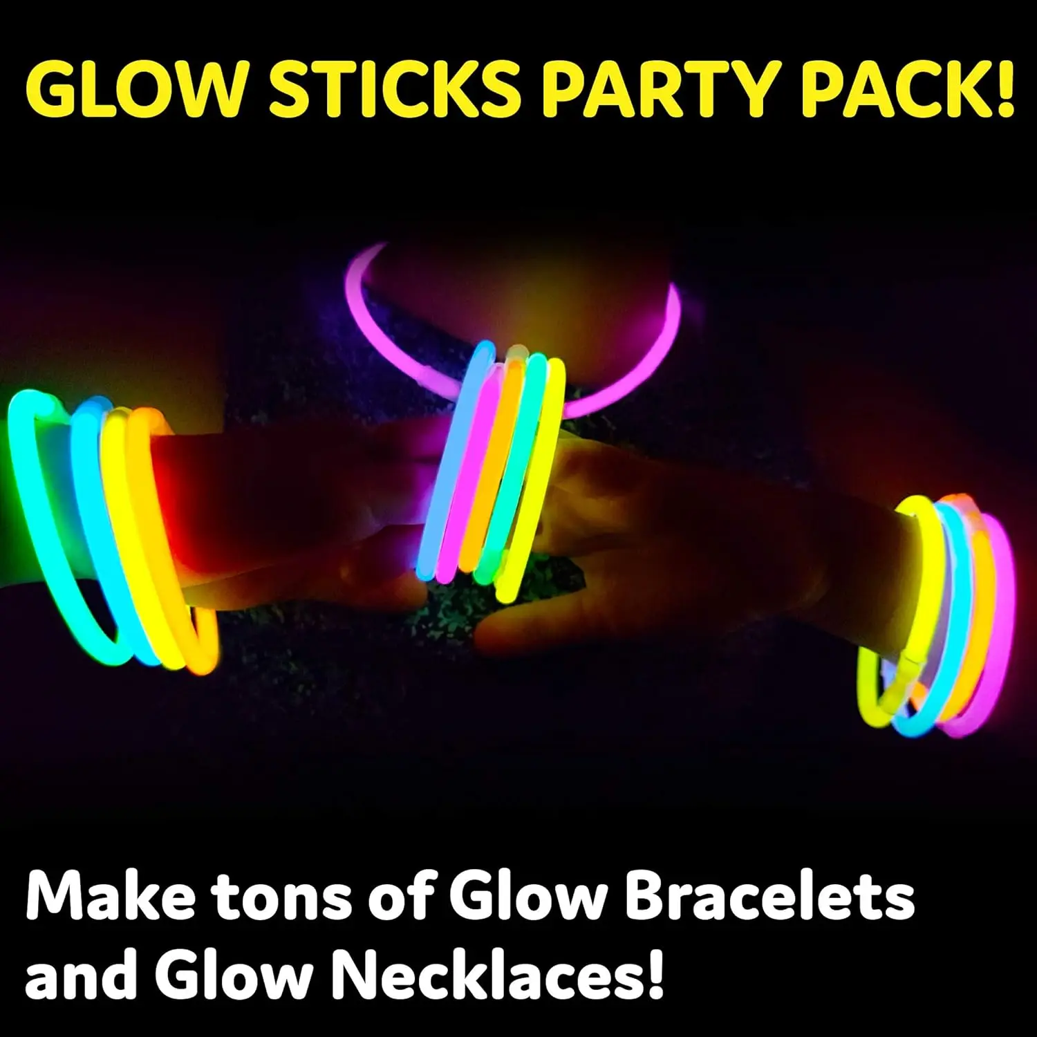 Glow Sticks Party Supplies 100pk - 8 Inch Glow in the Dark Light Up Sticks Party Favors, Glow Party Decorations, Neon Party Glow Necklaces and Glow Bracelets with Connectors Nata Nata