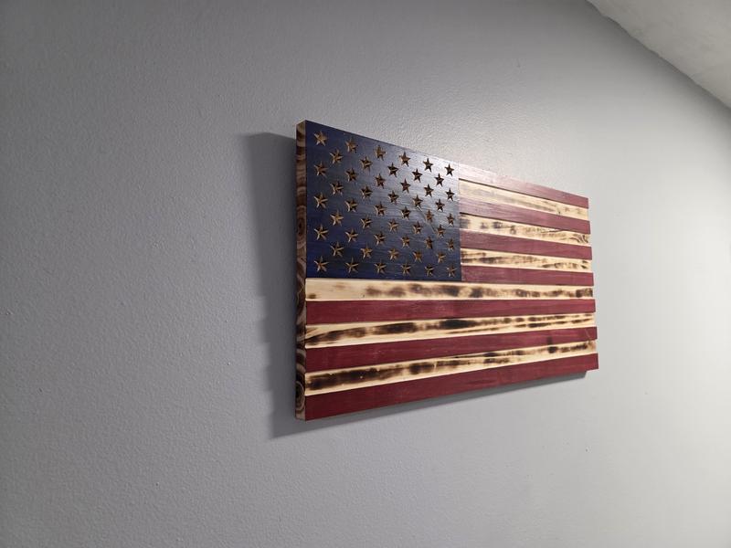 Veteran Made Handcrafted Wooden American Flag 20 inches x 36 inches
