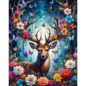 1pc DIY Paint by Number Kit Deer Frameless Canvas Wall Art Gift Idea 40x50cm